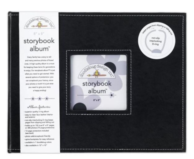 אלבום 8&quot; שחור - Doodlebug Storybook D-Ring Album - Beetle Black