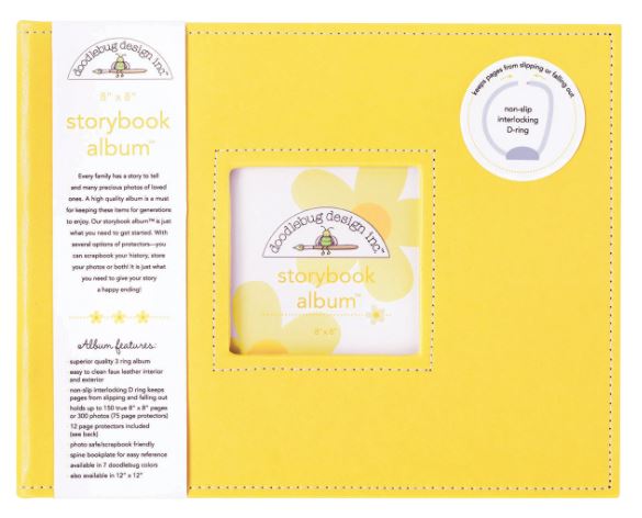 אלבום 8&quot; צהוב - Doodlebug Storybook D-Ring Album