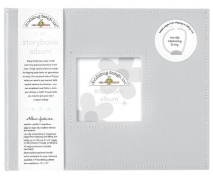 אלבום 8" אפור - Doodlebug Storybook D-Ring Album - Gray