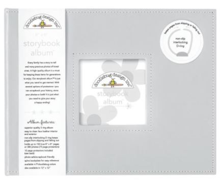 אלבום 8&quot; אפור - Doodlebug Storybook D-Ring Album - Gray