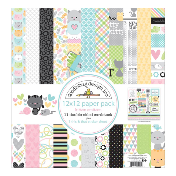 מארז דפי קארדסטוק &quot;12 Kitten Smitten Kit