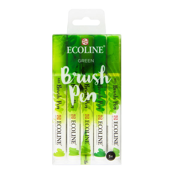 סט 5 טושים - Ecoline Brushpen Green
