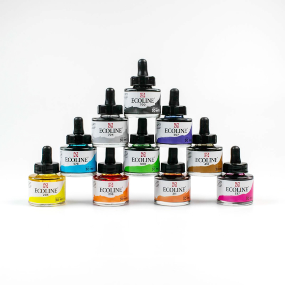 סט 10 דיו נוזלי - Ecoline Ink Colours