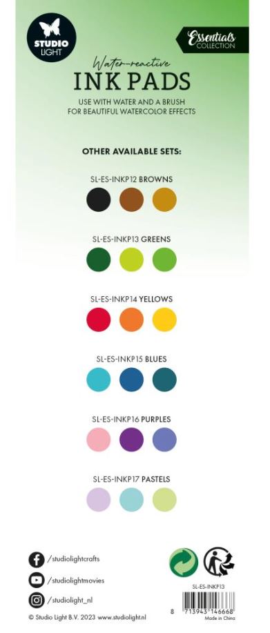 סט דיו - Studio Light Water-Reactive Ink Pads - Greens