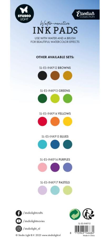 סט דיו - Studio Light Water-Reactive Ink Pads - Blues