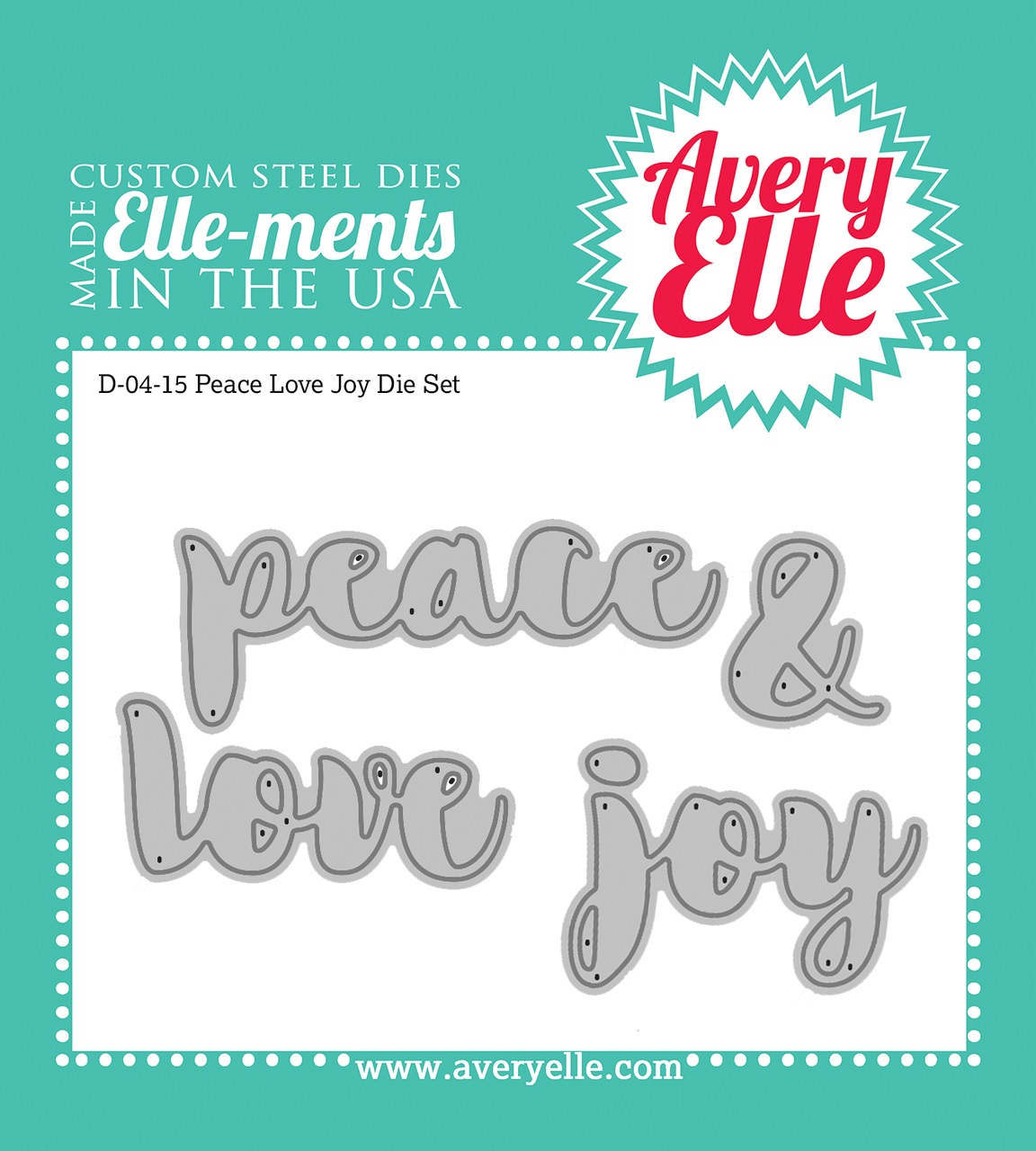 סט תבניות חיתוך - Die: Peace Love Joy Elle-ments