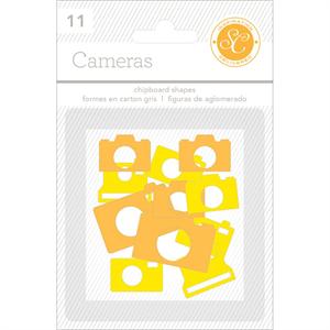 חיתוכי צ&#39;יפבורד- Chipboard Shapes - Yellow Orange Cameras
