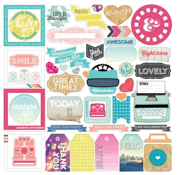 גליון מדבקות קארדסטוק 12&quot; - Capture Life Element Sticker