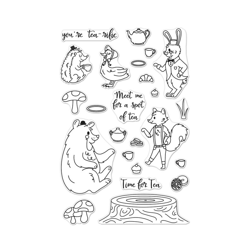 סט חותמות סיליקון - WOODLAND TEA PARTY