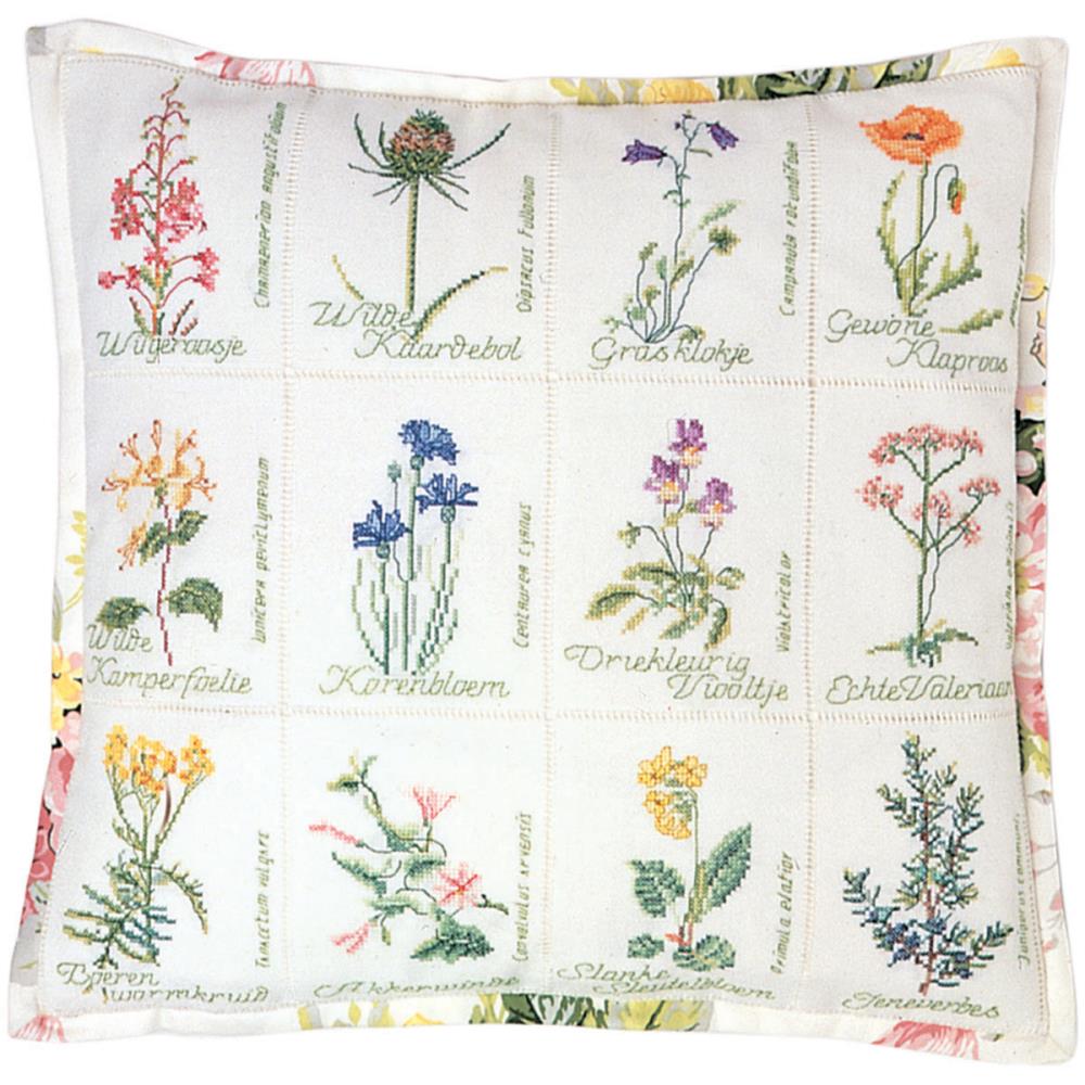 Wild Flower Cushion On Aida Counted Cross Stitch Kit