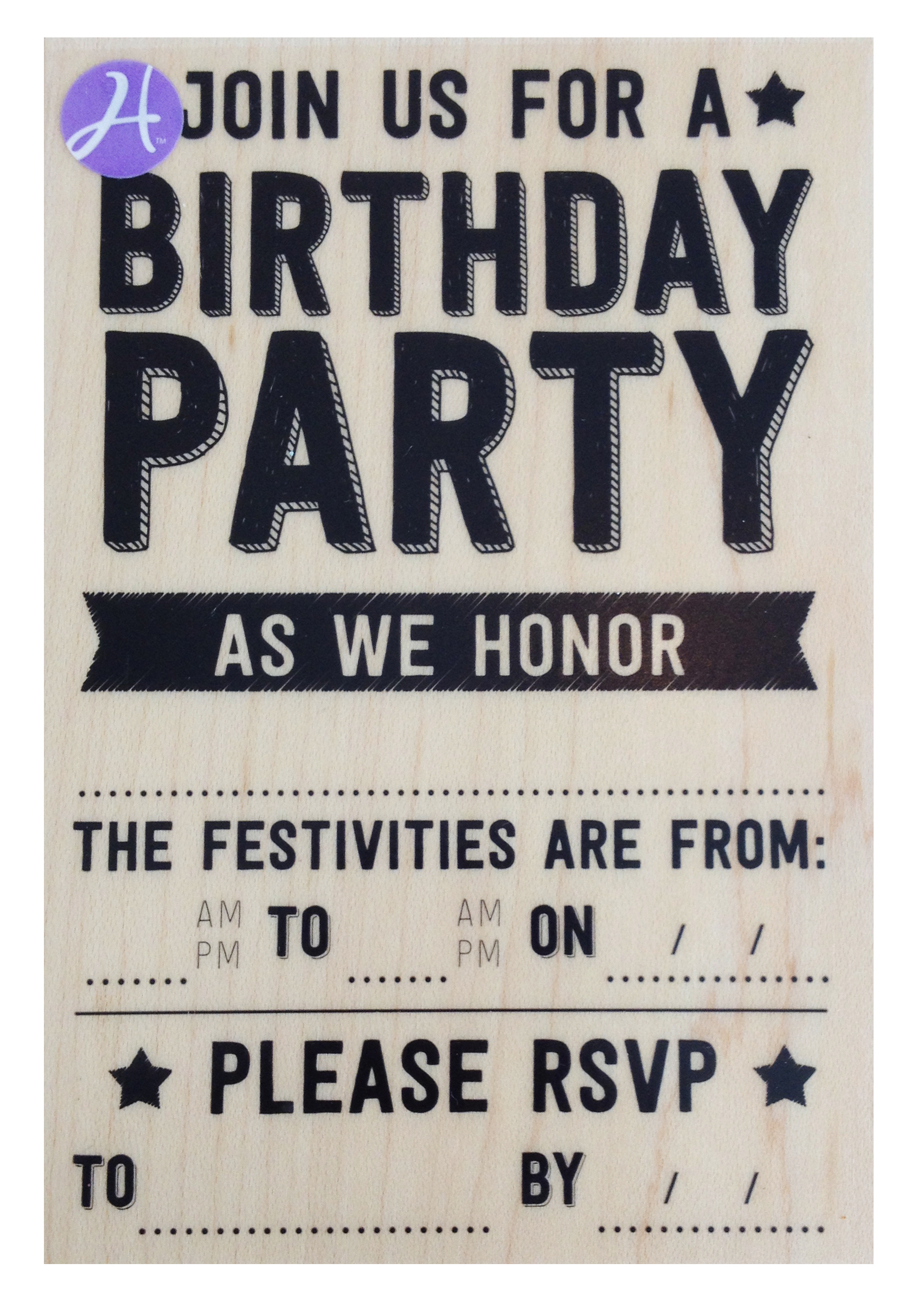 חותמת עץ - Join Us For a Birthday Party
