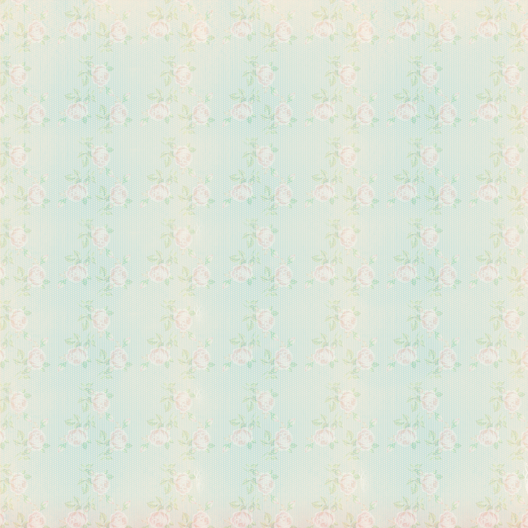 744 Vintage Pink - פרחים רקע מנטה