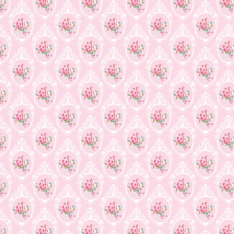 690 Pink - פרחוני ורוד רקע ורוד מעוטר
