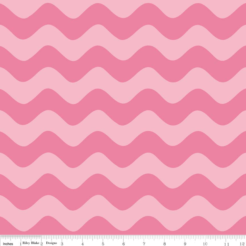 בד כותנה - C425-70 - Wave Tone On Tone In Color Hot Pink