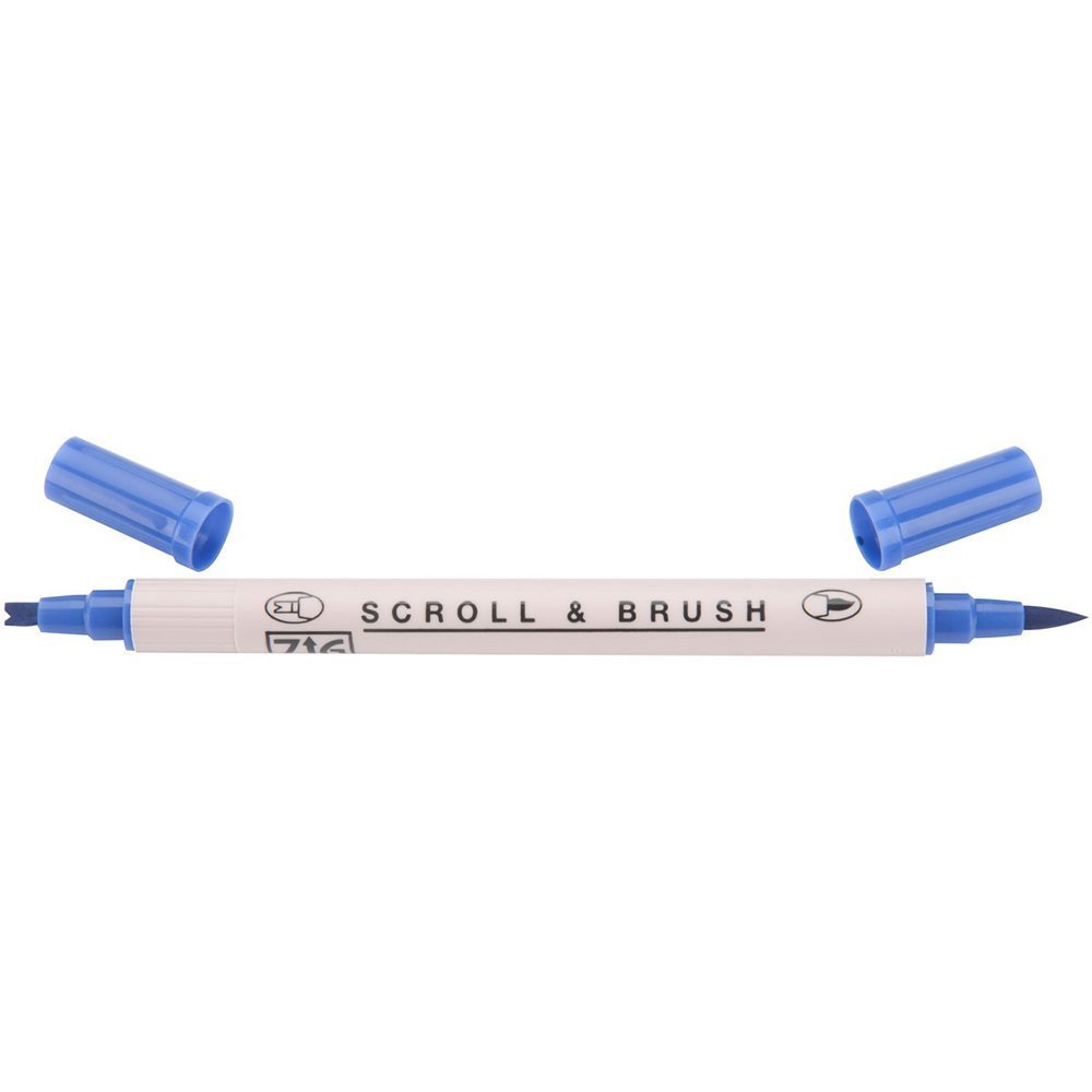 Zig Scroll &amp; Brush Marker - Pure Blue 030