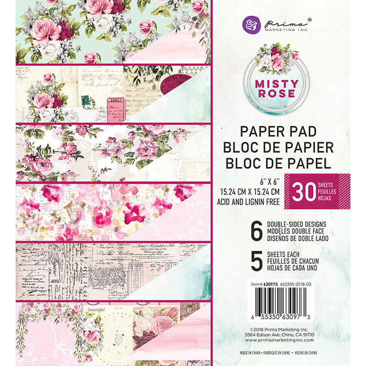 מארז דפי קארדסטוק Misty Rose 6x6" Pad