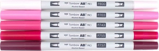 מארז 5 טושים אלכוהוליים - גווני ורוד - 56968 Tombow