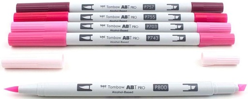 מארז 5 טושים אלכוהוליים - גווני ורוד - 56968 Tombow