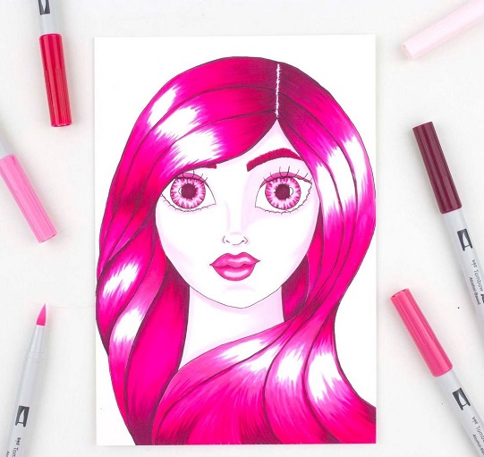 מארז 5 טושים אלכוהוליים - גווני ורוד - 56968 Tombow