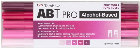 מארז 5 טושים אלכוהוליים - גווני ורוד - 56968 Tombow