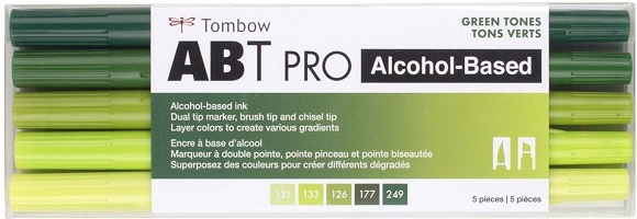 מארז 5 טושים אלכוהוליים - גווני ירוק - 56971 Tombow