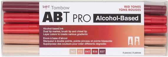 מארז 5 טושים אלכוהוליים - גווני אדום - 56974 Tombow